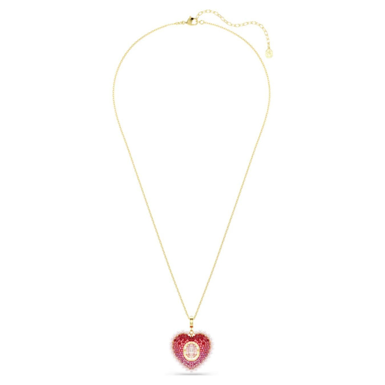 Idyllia pendant Mixed cuts, Heart, Pink, Gold-tone plated